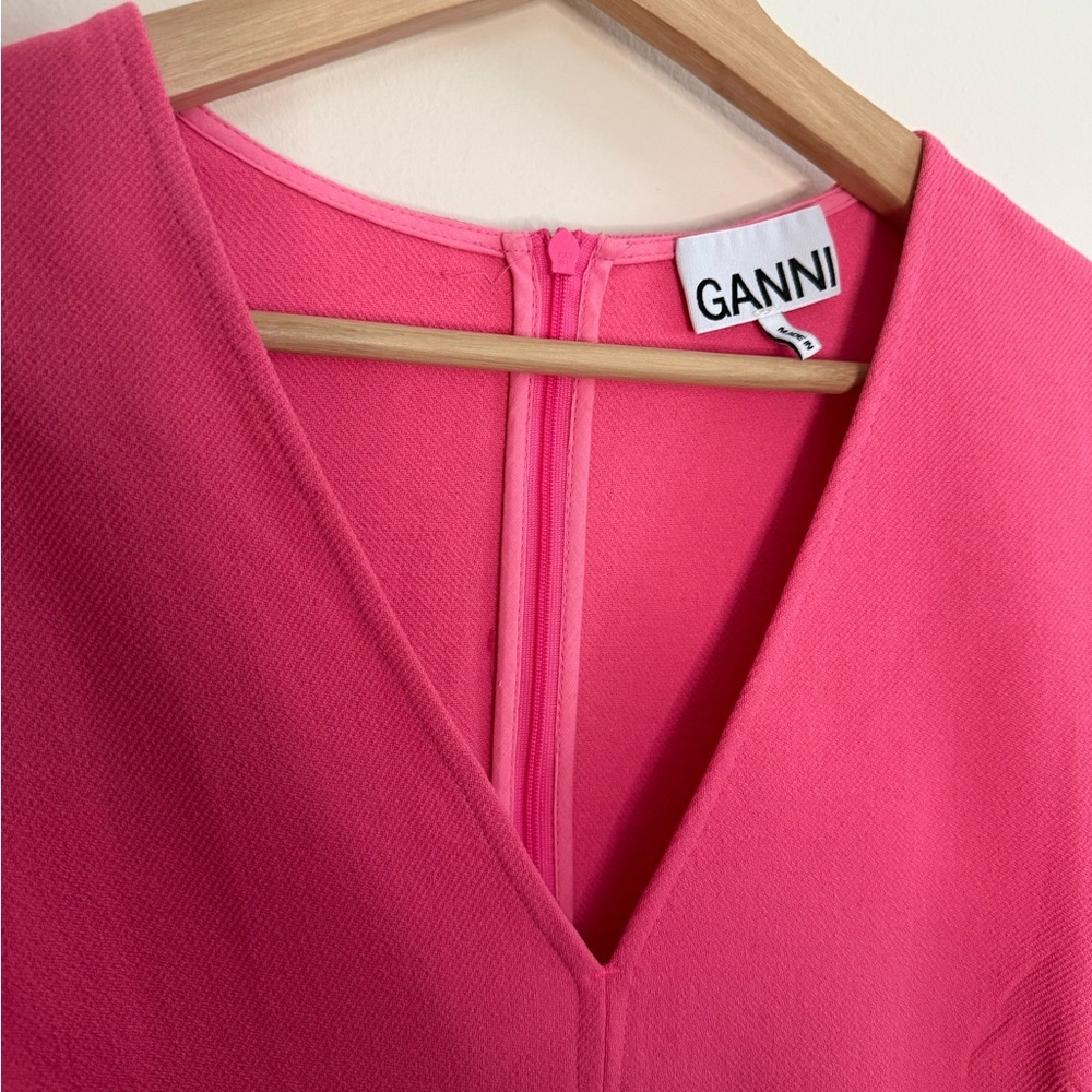 Ganni Stretch Suiting V-Neck Mini Dress - Picture 8 of 16